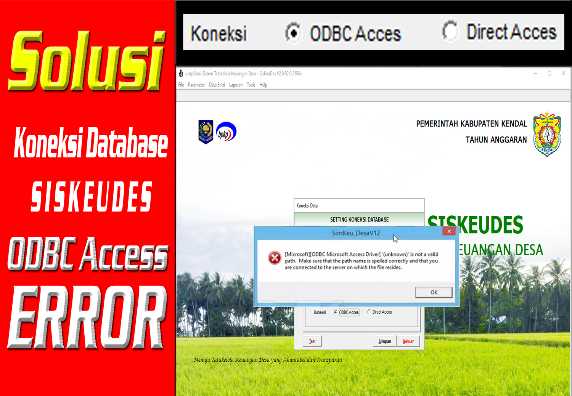 Windows Spek Dewa, Koneksi Database Siskeudes ODBC Error, Ini Solusinya
